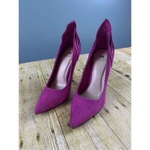 Madison Shoedazzle Women's Size 8.5 Suede Fuschia Stiletto‎ 4.5" High Heel Pump